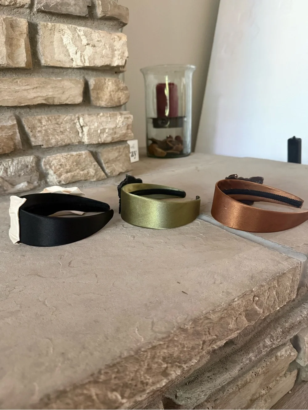 Decorative Accent Headbands - Brown/gold, green, black/ivory